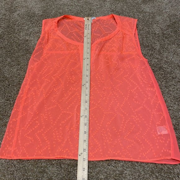 American Eagle Outfitters Women's Size Small Coral Sheer Tank Top VNeck Light - Picture 7 of 10